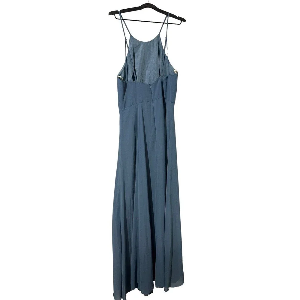 Jenny Yoo Collection Sz‎ 12 Kayla Gown Maxi Dress Slate Blue Hourglass Sl…